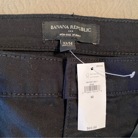 🆕 Banana Republic high rise skinny 32/14 black denim NWT gorgeous! 👀 jeans - Picture 5 of 12